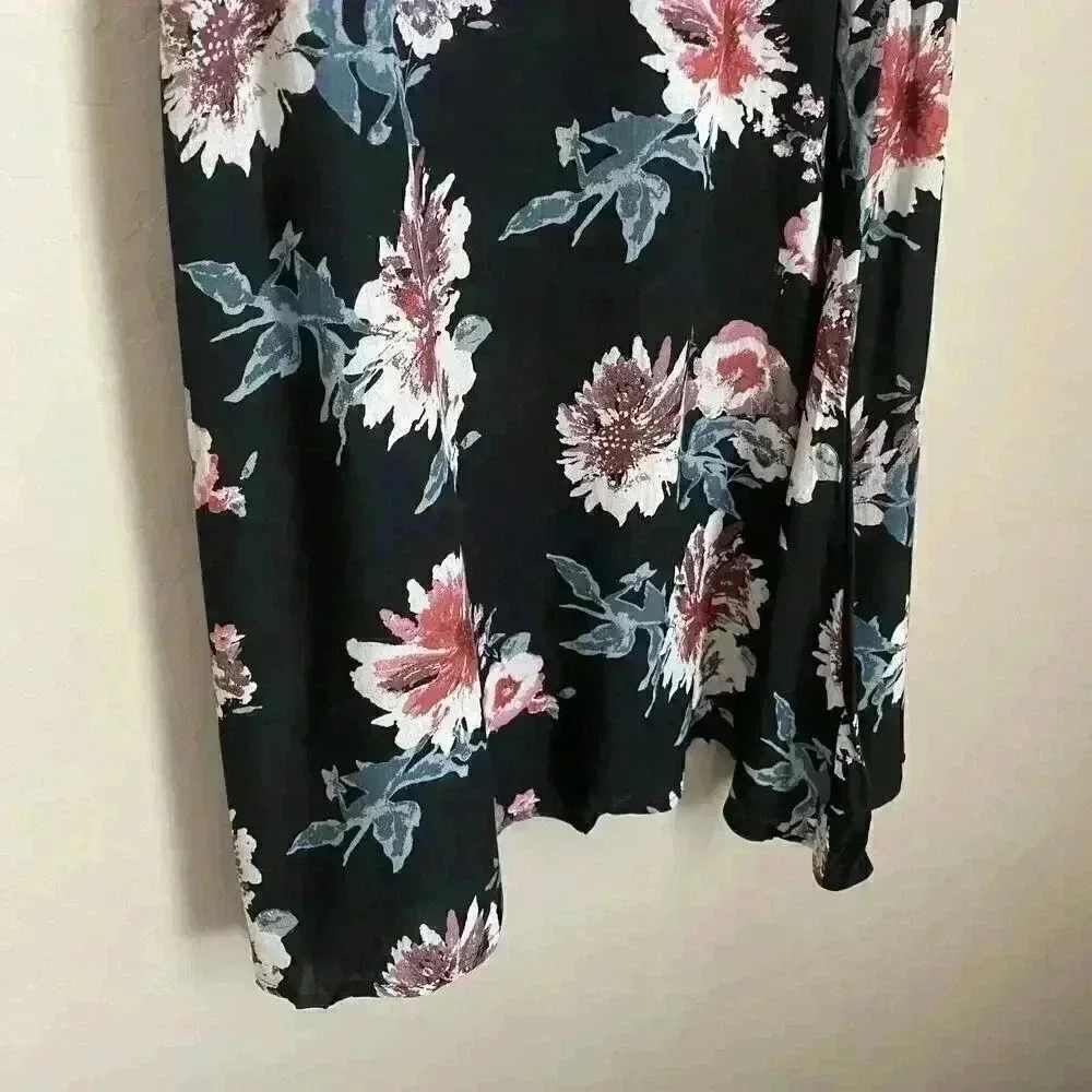 Lulus Walk This Sway Black Floral Swing‎ Dress